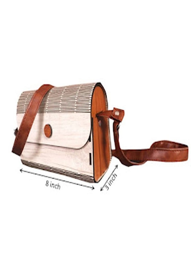 Styxon Wooden Purse Clutch Bag,Ladies wallet wooden, Light Weight Unique Purse With Belt Handbags for woman,Girls | 20.32 X 7.62 X 14 CM | Light Weight - Image 2